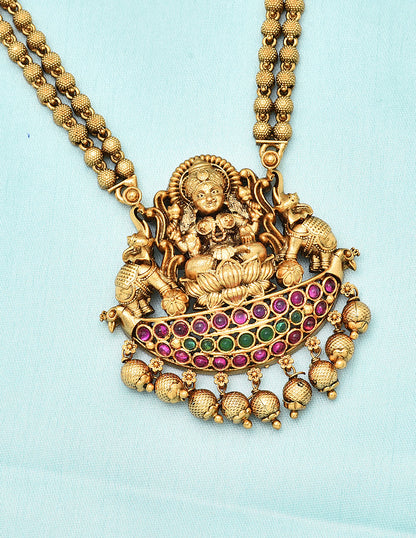 Matt Lakshmi Devi Full Ruby Emerald Haaram Set