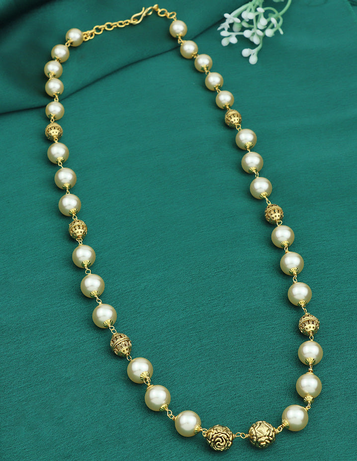 Designer Pearls and Golden Beads Mala