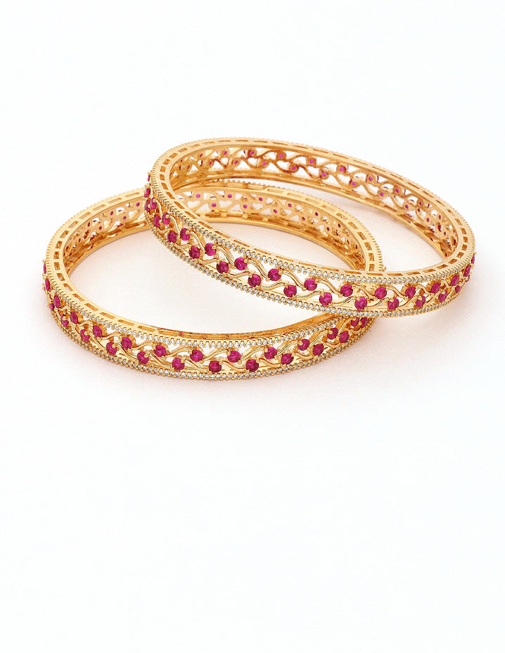 Designer Zirconia Rani Pink Bangles ZBGL11085