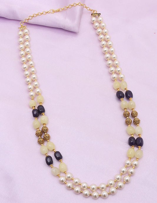 Designer 2-Lines Pearls and Amethyst Beads Mala