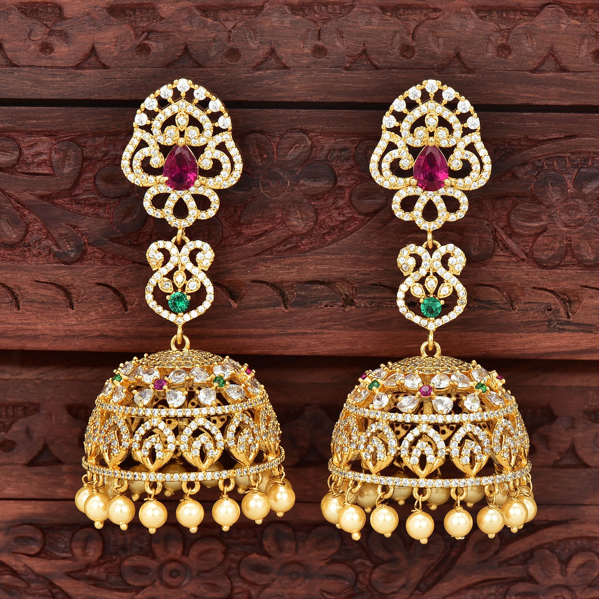 Silver Jhumkas With Gold Plated 2024 | favors.com