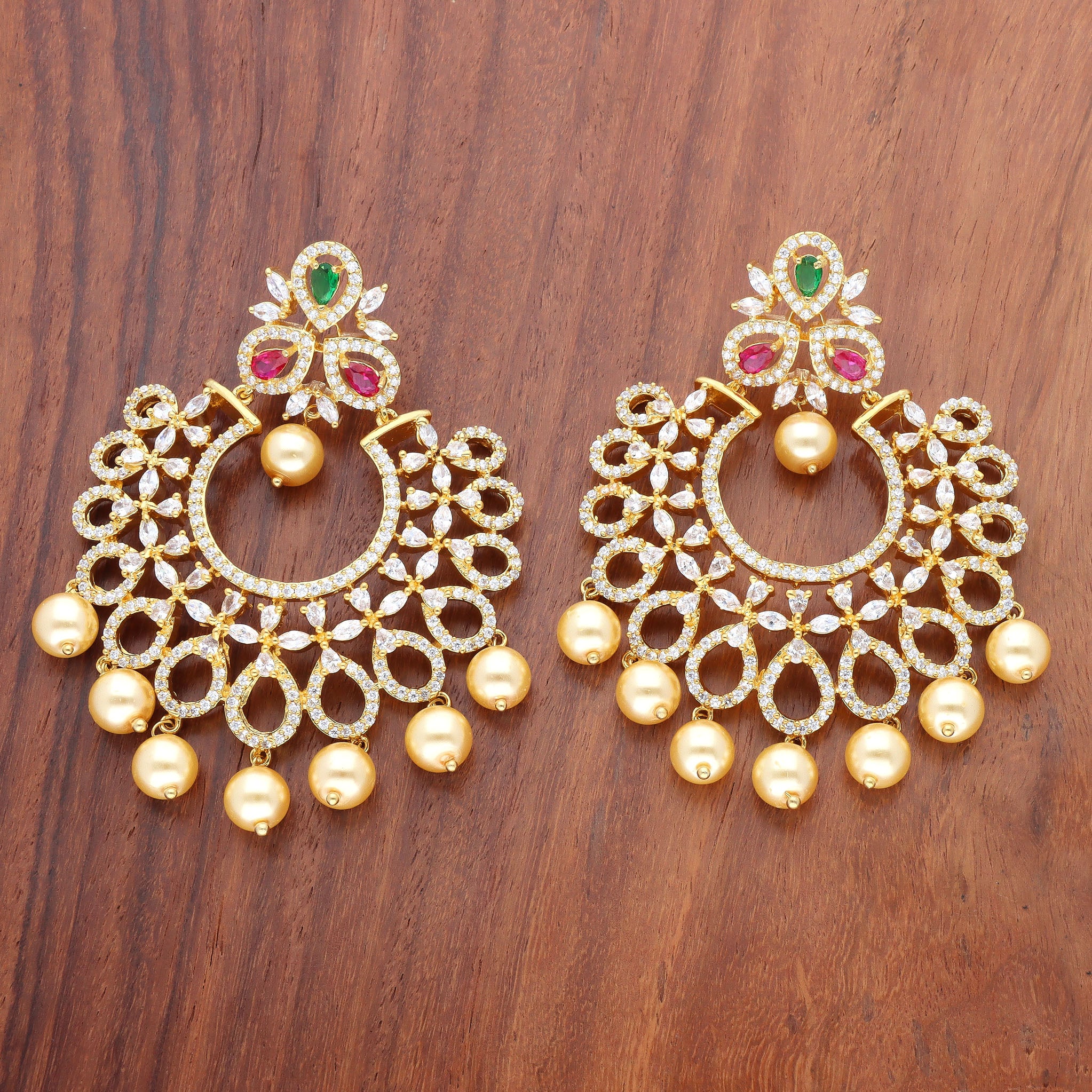 Antique Gold Chandbali Earrings  Art of Gold Jewellery Coimbatore