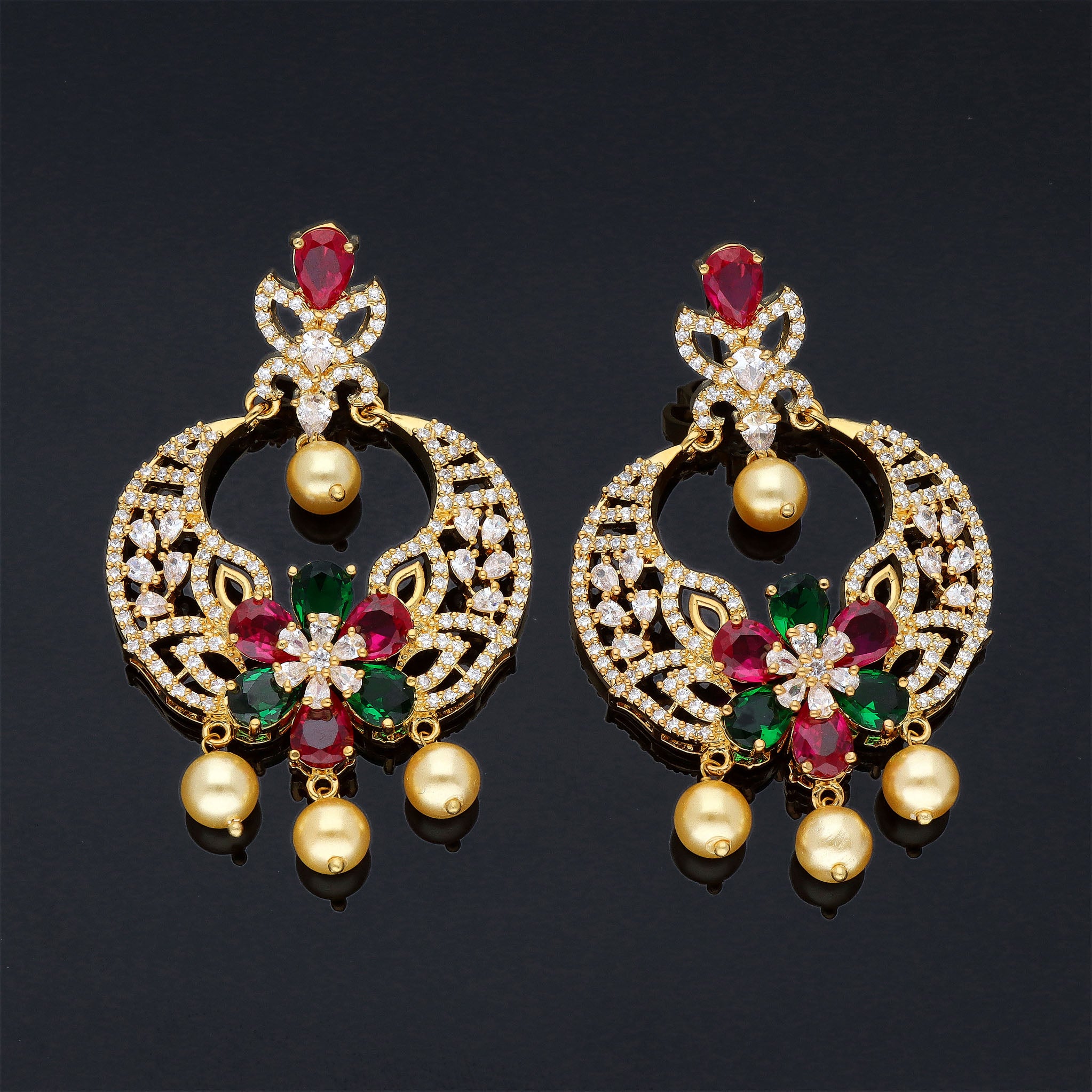 Designer party wear chandbali earrings with stylish jhumki wedding earrings  latest design maroon color Meena chandbali