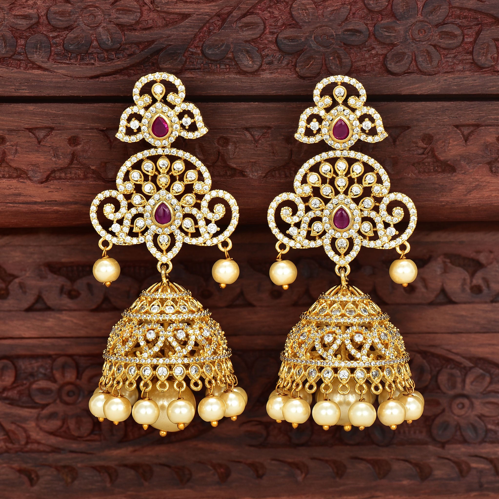 22K Gold Plated Gift Designer Jhumka Earrings Indian 2.5