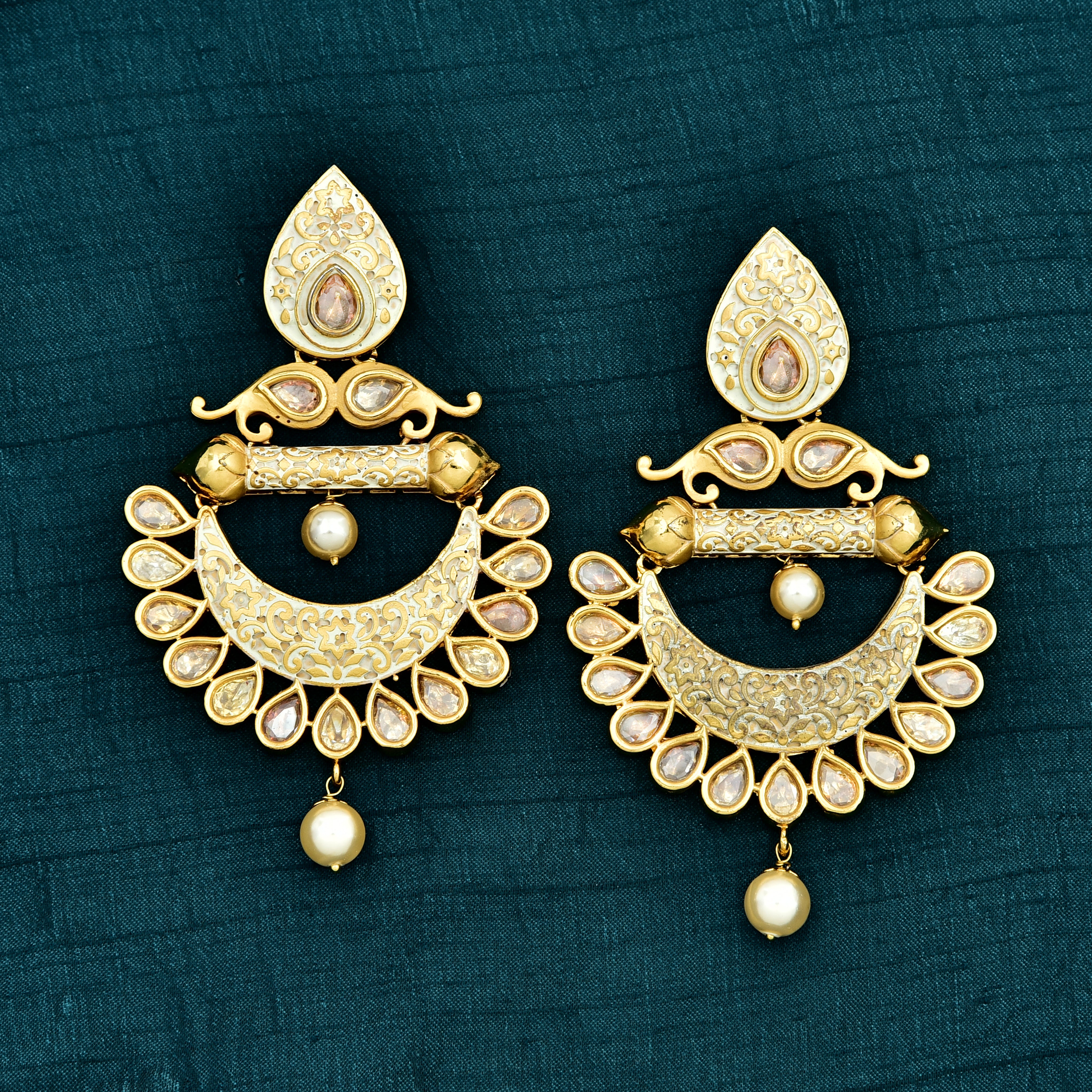 Buy Ethnic Gold-Plated Multicolor Meenakari Chandbali Earrings at Amazon.in