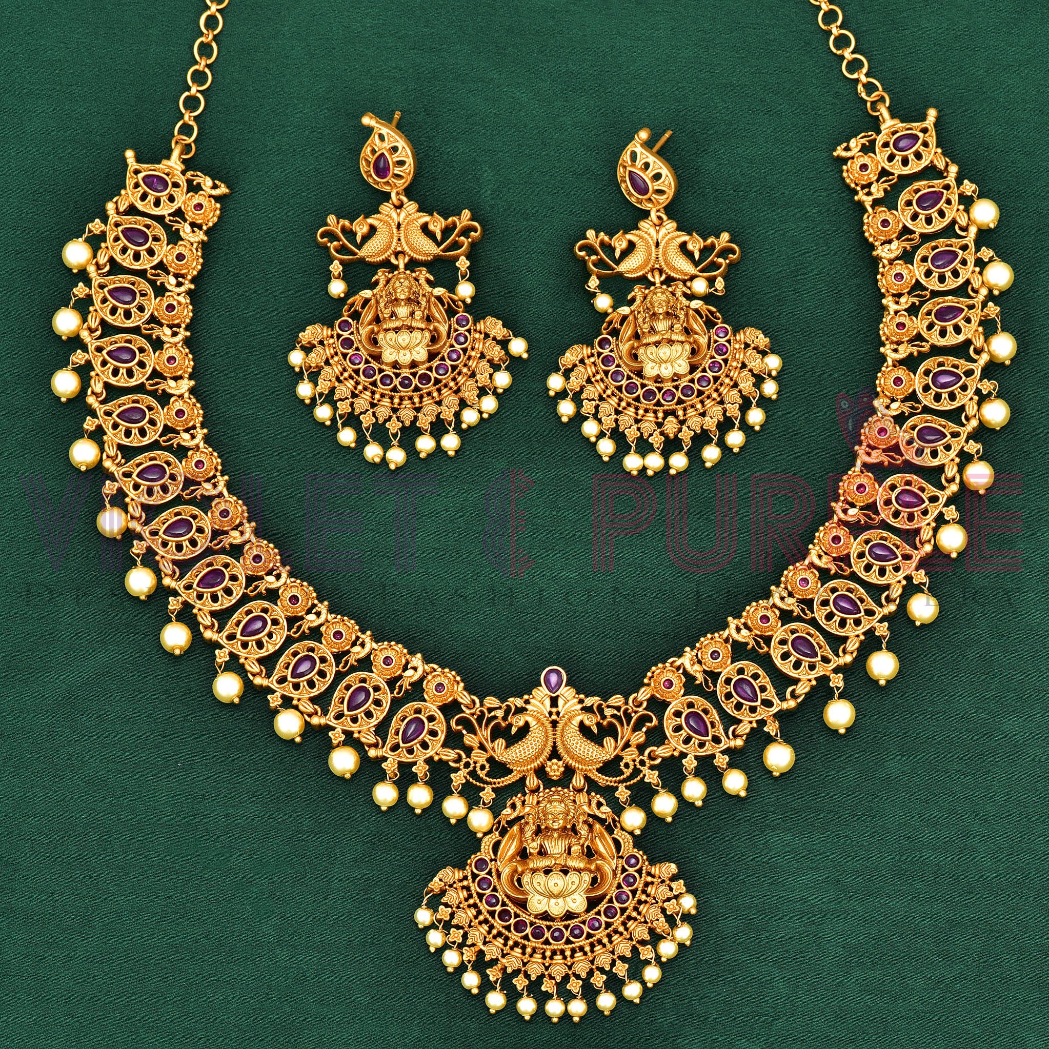 Kempu Necklace Sets – Violet & Purple Designer Fashion Jewellery